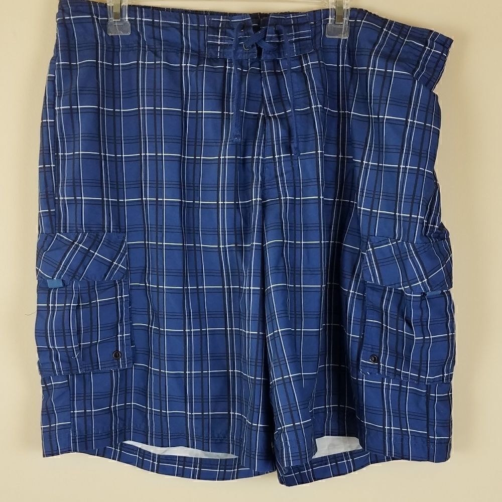 Red Camel Navy Plaid Swimming Trunks - Picture 4 of 7